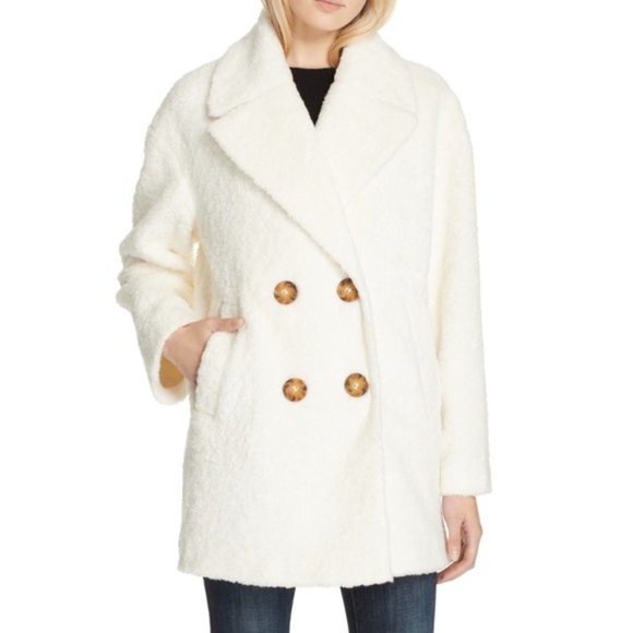 KATE SPADE Teddy Coat Broome Street Size M Medium Ivory sz M runs big L New